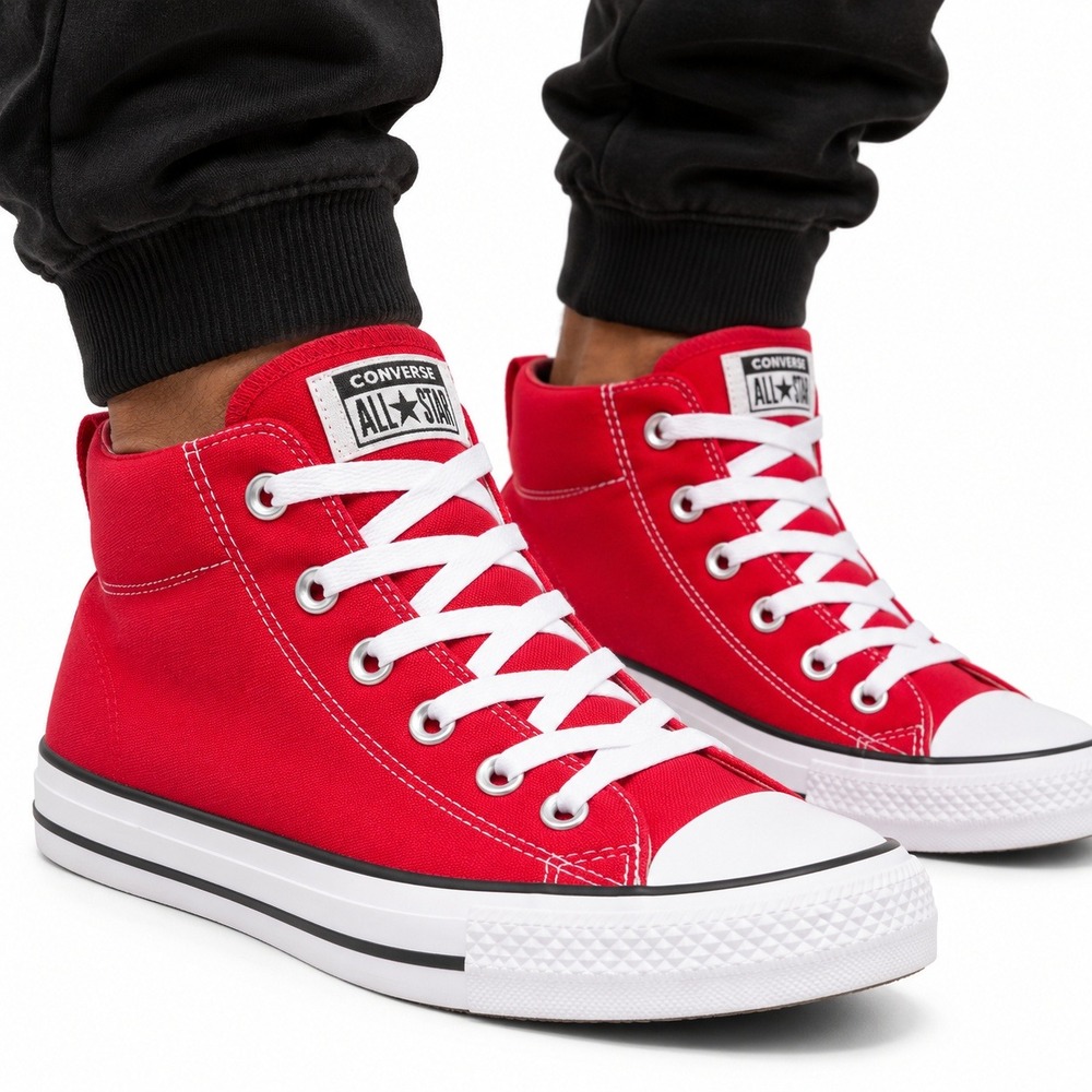 Converse Chuck Taylor All Star Street Mid Red Canvas Mens 10 Womens 12 162426F